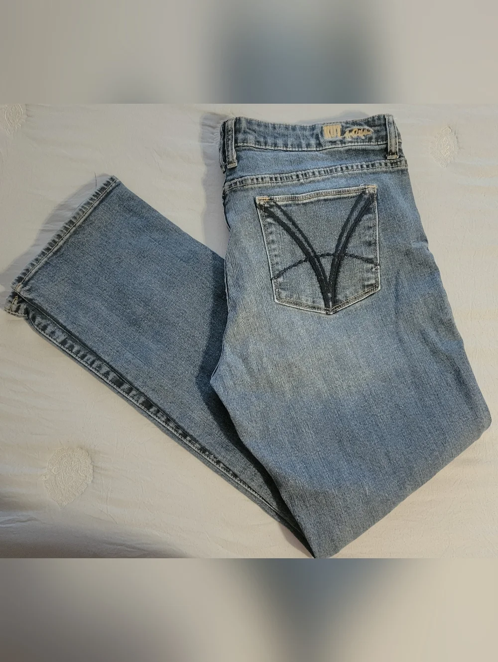 Kut From The Kloth Distressed Straight Leg Boyfriend Jeans, Size 16, Inseam 32" - Picture 4 of 13